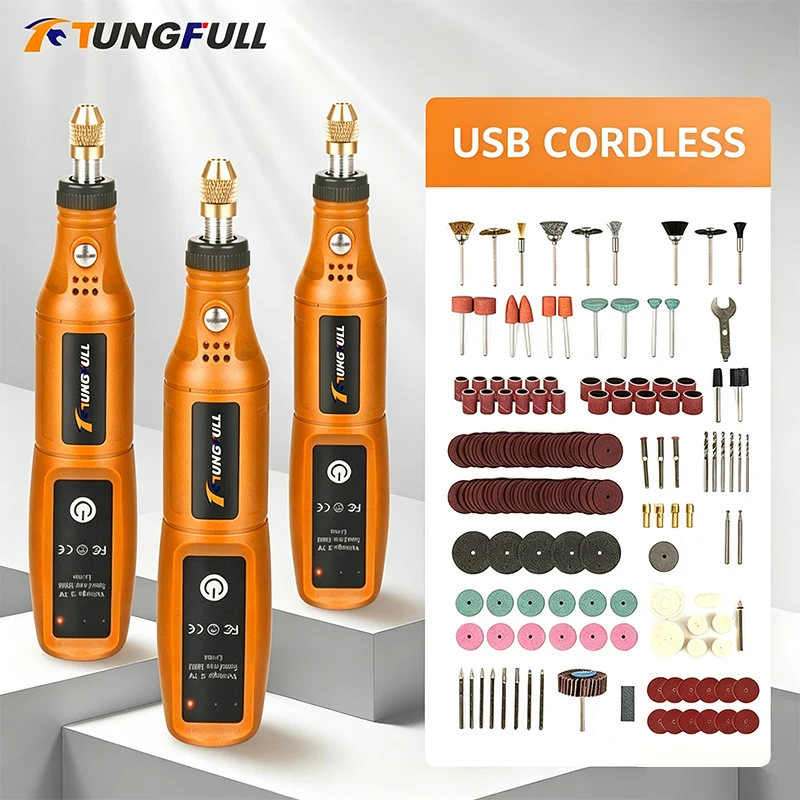 Power Tools Universal Battery - Беспроводная мини-дрель-гравер TUNGFULL с аккумулятором, набор